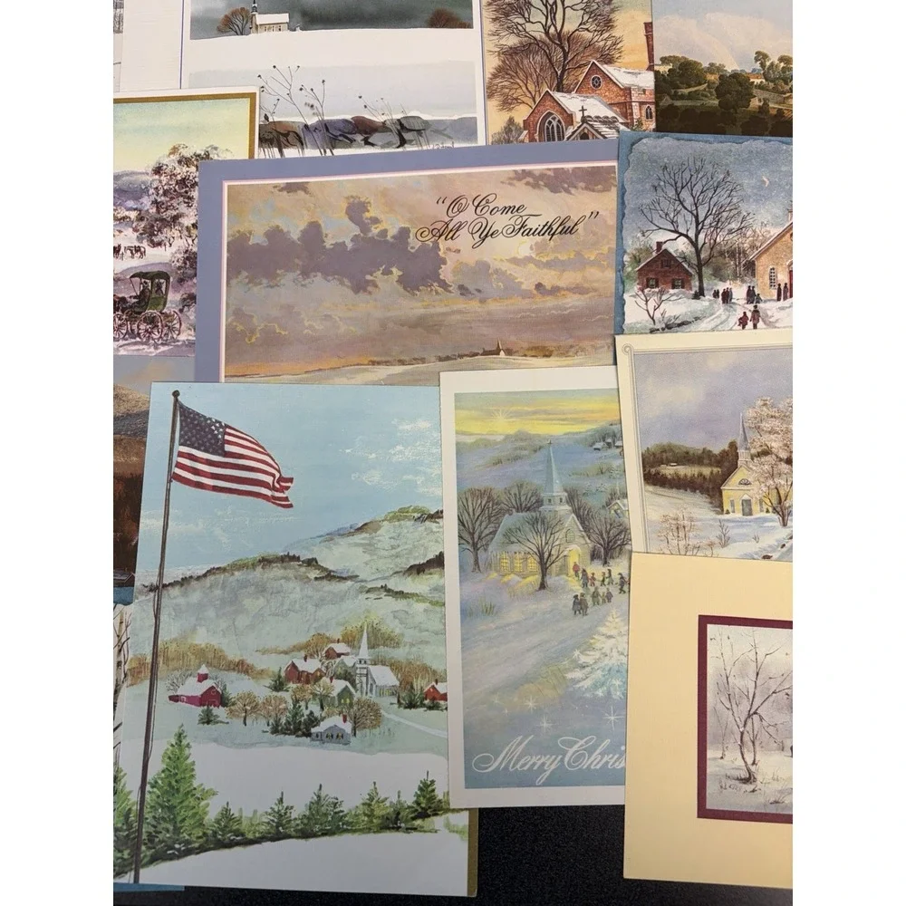 Vintage Christmas Cards Fronts ONLY Churches Cathedrals Scrapbooking Crafts 50+